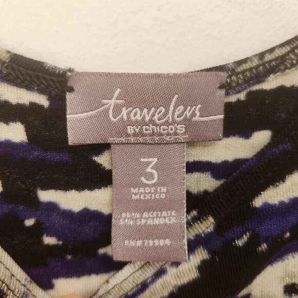 Chico's size 3 or XL Black and White Patterned Sleeveless Tank Top - Picture 4 of 6